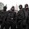 ALMOST HUMAN: MX-43 android policemen pose during FOX's "Almost Human-(hattan) Experience" at Herald Square on Wednesday, Oct. 30, 2013 in New York. (Photo by Omar Vega/Invision for FOX/AP)