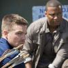 Arrow -- "Corto Maltese" -- Image AR303a_0118b -- Pictured (L-R): Stephen Amell as Oliver Queen and David Ramsey as John Diggle -- Photo: Diyah Pera/The CW -- ÃÂ© 2014 The CW Network, LLC. All Rights Reserved.