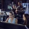 Arrow -- "The Brave and the Bold" -- Image AR308b_0148b-- Pictured (L-R): Emily Bett Rickards as Felicity Smoak, Colton Haynes as Roy Harper / Arsenal, David Ramsey as John Diggle, and Danielle Panabaker as Caitlin Snow -- Photo: Cate Cameron/The CW -- ÃÂ© 2014 The CW Network, LLC. All Rights Reserved.