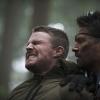 Arrow -- "The Return" -- Image AR314B_0076b -- Pictured (L-R): Stephen Amell as Oliver Queen and Manu Bennett as Slade Wilson -- Photo: Cate Cameron/The CW -- ÃÂ© 2015 The CW Network, LLC. All Rights Reserved.