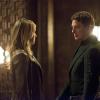 Arrow -- "Restoration" -- Image AR403B_0160b.jpg -- Pictured (L-R): Katie Cassidy as Laurel Lance and John Barrowman as Malcolm Merlyn -- Photo: Diyah Pera /The CW -- ÃÂ© 2015 The CW Network, LLC. All Rights Reserved.