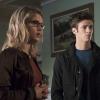 Arrow -- "Legends of Yesterday" -- Image AR408A_0196b.jpg -- Pictured (L-R): Emily Bett Rickards as Felicity Smoak and Grant Gust as Barry Allen  -- Photo: Katie Yu/ The CW -- ÃÂ© 2015 The CW Network, LLC. All Rights Reserved.