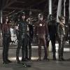 Arrow -- "Legends of Yesterday" -- Image AR408B_0379b.jpg -- Pictured (L-R): Willa Holland as Speedy, Stephen Amell as The Arrow, Katie Cassidy as Black Canary, Grant Gustin as The Flash, David Ramsey as John Diggle, Ciara Renee as Hawkgirl and Falk Hentschel as Hawkman -- Photo: Katie Yu/ The CW -- ÃÂ© 2015 The CW Network, LLC. All Rights Reserved.