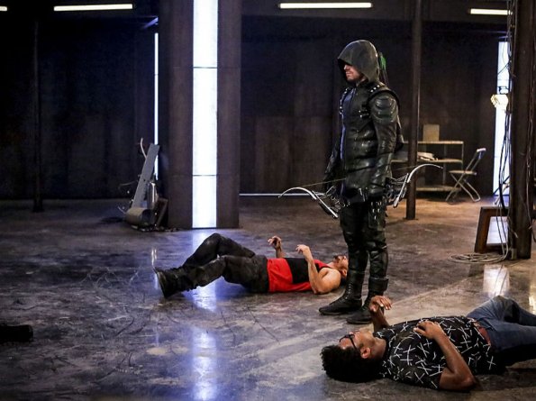 Arrow -- "The Recruits" -- Image AR502a_0162b.jpg -- Pictured (L-R): Rick Gonzales as Rene Ramirez/Wild Dog and Stephen Amell as Green Arrow and Echo Kellum as Curtis Holt -- Photo: Bettina Strauss/The CW -- ÃÂ© 2016 The CW Network, LLC. All Rights Reserved.