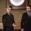 Arrow -- "Fighting Fire With Fire" -- Image AR515b_0310b.jpg -- Pictured (L-R): Stephen Amell as Oliver Queen andJosh Segarra as Adrian Chase -- Photo: Diyah Pera/The CW -- ÃÂ© 2017 The CW Network, LLC. All Rights Reserved.