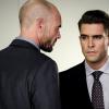 Arrow -- "Disbanded" -- Image AR518a_0225b.jpg -- Pictured (L-R): Paul Blackthorne as Quentin Lance and Josh Segarra as Adrian Chase -- Photo: Bettina Strauss/The CW -- ÃÂ© 2017 The CW Network, LLC. All Rights Reserved.
