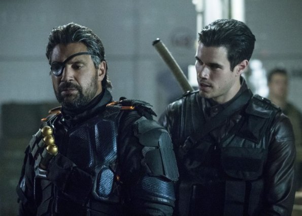 Arrow -- "Promises Kept" -- Image AR606a_0139b.jpg -- Pictured (L-R): Manu Bennett as Slade Wilson/Deathstroke and Liam Hall as Kane Wolfman -- Photo: Jack Rowand/The CW -- ÃÂ© 2017 The CW Network, LLC. All Rights Reserved.