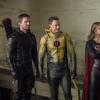 Arrow -- "Crisis on Earth-X, Part 2" -- AR608a_0705b.jpg -- Pictured (L-R): Stephen Amell as Dark Arrow, Tom Cavanagh as Dark Flash, and Melissa Benoist as Overgirl -- Photo: Jack Rowand/The CW -- ÃÂ© 2017 The CW Network, LLC. All Rights Reserved