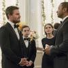 Arrow -- "Irreconcilable Differences" -- Image AR609a_0110 -- Pictured (L-R): Stephen Amell as Oliver Queen, Jack Moore as William Clayton, Willa Holland as Thea Queen, and David Ramsey as John Diggle -- Photo: Dan Power/The CW -- ÃÂ© 2017 The CW Network, LLC. All Rights Reserved.