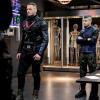 Arrow -- "All for Nothing" -- Image Number: AR612a_.jpg -- Pictured (L-R): Johann Urb as Sonny Pederson, Rick Gonzalez as Rene Ramirez/Wild Dog and Juliana Harkavy as Dinah Drake/Black Canary -- Photo: Bettina Strauss/The CW -- ÃÂ© 2018 The CW Network, LLC. All rights Reserved.