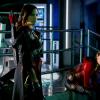 Arrow -- "The Thanatos Guild" -- Image Number: AR616a_0183.jpg -- Pictured (L-R): Katrina Law as Nyssa Al-Ghul and Willa Holland as Thea Queen/Speedy -- Photo: Shane Harvey/The CW -- ÃÂ© 2018 The CW Network, LLC. All rights reserved.