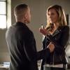 Arrow -- "Brothers in Arms" -- Image Number: AR617b_0132.jpg -- Pictured (L-R): Katie Cassidy as Laurel/Black Siren and Kurt Acevedo as Ricardo Diaz -- Photo: Jack Rowand/The CW -- ÃÂ© 2018 The CW Network, LLC. All rights reserved.
