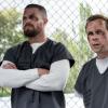 Arrow -- "The Longbow Hunters" -- Image Number: AR702a_0074b -- Pictured (L-R): Stephen Amell as Oliver Queen/Green Arrow, Brendan Fletcher as Stanley -- Photo: Dean Buscher/The CW -- ÃÂ© 2018 The CW Network, LLC. All Rights Reserved.