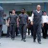 Arrow -- "The Longbow Hunters" -- Image Number: AR702a_0243b -- Pictured (L-R): Cody Runnels as Derek Sampson, Michael Jai White as Ben Turner/Bronze Tiger, and Vinnie Jones as Danny "Brick" Brickwell -- Photo: Dean Buscher/The CW -- ÃÂ© 2018 The CW Network, LLC. All Rights Reserved.