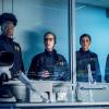 Arrow -- "Crossing Lines" -- Image Number: AR703b_0058b -- Pictured (L-R): Sydelle Noel as FBI Agent Samanda Watson, Emily Bett Rickards as Felicity Smoak, Juliana Harkavy as Dinah/Black Canary and Rick Gonzalez as Rene Ramirez/Wild Dog -- Photo: Dean Buscher/The CW -- ÃÂ© 2018 The CW Network, LLC. All Rights Reserved.