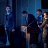 Arrow -- "Unmasked" -- Image Number: AR708a_0166b -- Pictured (L-R): Stephen Amell as Oliver Queen/Green Arrow and Laara Sadiq as Mayor Pollard -- Photo: Dean Buscher/The CW -- ÃÂ© 2018 The CW Network, LLC. All Rights Reserved.