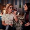 Arrow -- "Emerald Archer" -- Image Number: AR712A_0117b -- Pictured (L-R): Emily Bett Rickards as Felicity Smoak and Jessica Heafey as Documentarian -- Photo: Shane Harvey/The CW -- ÃÂ© 2019 The CW Network, LLC. All Rights Reserved.