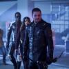 Arrow -- "Emerald Archer" -- Image Number: AR712B_0419b -- Pictured (L-R): Echo Kellum as Curtis Holt/Mr. Terrific, Juliana Harkavy as Dinah Drake/Black Canary and Stephen Amell as Oliver Queen/Green Arrow -- Photo: Shane Harvey/The CW -- ÃÂ© 2019 The CW Network, LLC. All Rights Reserved.