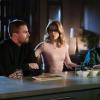 Arrow -- "Star City Slayer" -- Image Number: AR713a_0282b -- Pictured (L-R): Stephen Amell as Oliver Queen/Green Arrow, Emily Bett Rickards as Felicity Smoak and Jack Moore as William Clayton -- Photo: Jack Rowand/The CW -- ÃÂ© 2019 The CW Network, LLC. All Rights Reserved.