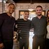 Arrow -- "Training Day" -- Image Number: AR715a_BTS_0622b -- Pictured (L-R): Behind the scenes with David Ramsey, Rick Gonzalez, Stephen Amell and Juliana Harkavy -- Photo: Jack Rowand/The CW -- ÃÂ© 2019 The CW Network, LLC. All Rights Reserved.