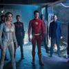 Arrow -- "Crisis on Infinite Earths: Part Four" -- Image Number: AR808B_0399r.jpg -- Pictured (L-R): Osric Chau as Ryan Choi, Caity Lotz as Sara Lance/White Canary, Ruby Rose as Kate Kane/Batwoman, Grant Gustin as The Flash, David Harewood as Hank Henshaw/J\'onn J\'onzz, Jon Cryer as Lex Luthor and Melissa Benoist as Kara/Supergirl -- Photo: Dean Buscher/The CW -- © 2019 The CW Network, LLC. All Rights Reserved.