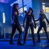 Arrow -- "Green Arrow & The Canaries" -- Image Number: AR809a_0094r.jpg -- Pictured (L-R): Juliana Harkavy as Dinah Drake/Black Canary, Katherine McNamara as Mia and Katie Cassidy as Laurel Lance/Black Siren -- Photo: Katie Yu/The CW -- © 2020 The CW Network, LLC. All Rights Reserved.