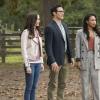 Batwoman -- "Crisis on Infinite Earths: Part Two" -- Image Number: BWN108a_0031.jpg -- Pictured (L-R): Bitsie Tulloch as Lois Lane, Tyler Hoechlin as Clark Kent/Superman and Candice Patton as Iris West-Allen -- Photo: Dean Buscher/The CW -- © 2019 The CW Network, LLC. All Rights Reserved.