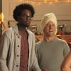 BEN AND KATE: Dressed in impromptu costumes as a pig and shower lady, Tommy (Echo Kellum, L) and Ben (Nat Faxon, R) make an appearance at their neighbor's Halloween party in the &quot;Scaredy Kate&quot; episode of BEN AND KATE airing Tuesday, Oct. 30 (8:30-9:00 PM ET/PT) on FOX. &#xa9;2012 Fox Broadcasting Co. Cr: Jennifer Clasen/FOX