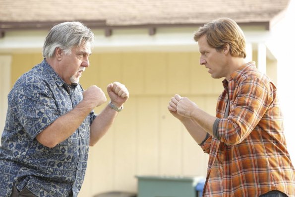 BEN AND KATE: Ben and Kate's father, Randy (guest star Bruce McGill, L), teaches Ben (Nat Faxon, R) how to throw a punch in the &quot;Gone Fishin'&quot; episode of BEN AND KATE airing Tuesday, Feb. 5 (8:30-9:00 PM ET/PT) on FOX. &#xa9;2013 Fox Broadcasting Co. Cr: Jennifer Clasen/FOX