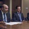 Glenn Fleshler as Orrin Bach, Damian Lewis as Bobby "Axe" Axelrod and David Costabile as Mike "Wags" Wagner in Billions (Season 1, Episode 6). - Photo:  Jeff Neumann/SHOWTIME - Photo ID:  Billions_106_0330.R