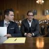 "The Woman in 8D"-- Dr. Bull and his Trial Analysis Corporation (TAC) team must formulate a new defense strategy when they discover the jury has a subconscious gender bias toward their client, a female pilot accused of negligence after one of her flights crashes, on BULL, Tuesday, Sept. 27 (10:00-11:00 PM, ET/PT), on the CBS Television Network.  Pictured L-R: Freddy Rodriguez as  Benny ColÃÂ³n, Michael Weatherly as Dr. Jason Bull, and Trieste Kelly Dunn as Captain Taylor Mathison Photo: Jojo Whilden/CBS ÃÂ©2016 CBS Broadcasting, Inc. All Rights Reserved