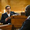 "Bring It On"--When Bull assists Jules Caffrey (Isaiah Washington), a theatrical and high-powered attorney on trial for his  fiancÃÂ©e\'s murder, he uses the man\'s showmanship to their advantage by letting him defend himself in court, on BULL, Tuesday, April 18 (9:00-10:00 PM, ET/PT) on the CBS Television Network. Pictured L-R: Michael Weatherly as Dr. Jason Bull and Isaiah Washington as Jules Caffrey Photo: Michele Crowe/CBS ÃÂ©2017 CBS Broadcasting, Inc. All Rights Reserved