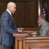 "Forfeiture" -  The TAC team works tandem cases when Chunk represents his first legal client, Darius Lambert (Brian Bradley), a young man facing federal counterfeiting charges, and Bull represents Darius\' grandfather, Willie Lambert (Ben Vereen), who may lose his business to the FBI for owning the barbershop where the fake goods were sold, on BULL, Monday, Feb. 25 (10:00-11:00 PM, ET/PT) on the CBS Television Network.  Pictured L-R: Chris Jackson as Chunk Palmer and Ben Vereen as Willie Lambert  Photo: David Giesbrecht/CBS  ÃÂ©2018 CBS Broadcasting Inc. All Rights Reserved.
