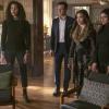 Charmed -- "Ambush" -- Image Number: CMD120a_0499.jpg -- Pictured (L-R): Madeleine Mantock as Macy, Rupert Evans as Harry, Sarah Jeffery as Maggie and Melonie Diaz as Mel -- Photo: Colin Bentley/The CW -- ÃÂ© 2019 The CW Network, LLC. All rights reserved.