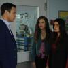 Charmed -- "Red Rain" -- Image Number: CMD121b_0013.jpg -- Pictured (L-R): Rupert Evans as Harry, Sarah Jeffery as Maggie and Melonie Diaz as Mel -- Photo: Shane Harvey/The CW -- ÃÂ© 2019 The CW Network, LLC. All rights reserved.
