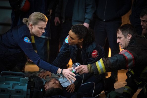 CHICAGO FIRE -- "Until The Weather Breaks" Episode 719 -- Pictured: (l-r) Kara Killmer as Sylvie Brett, Annie Ilonzeh as Emily Foster -- (Photo by: Elizabeth Morris/NBC)
