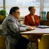 CHICAGO MED- "Infection Part II" Episode 506 -- Pictured: (l-r) Oliver Platt as Dr. Daniel Charles, S. Epatha Merkerson as Sharon Goodwin -- (Photo by: Liz SissonNBC)
