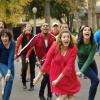 Crazy Ex-Girlfriend -- "I Have To Get Out" -- Image Number: CEG413a_0296.jpg -- Pictured (center): Rachel Bloom as Rebecca -- Photo: Scott Everett White/The CW -- ÃÂ© 2019 The CW Network, LLC. All Rights Reserved.