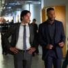Dynasty -- "A Wound That May Never Heal" -- Image Number: DYN311b_0074b.jpg -- Pictured (L-R): Daniel Di Tomasso as Fletcher, Robert Christopher Riley as Culhane and Elizabeth Gillies as Fallon -- Photo: Bob Mahoney/The CW -- © 2020 The CW Network, LLC. All Rights Reserved