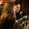 "A Stitch In Time" -- Holmes  and Watson (left Lucy Liu) investigate the murder of a professional skeptic, a man who debunked paranormal, religious and scientific phenomenon for a living. The case becomes urgent when his homicide reveals a potential threat to homeland security. Also, Captain Gregson\'s daughter and fellow NYPD officer, Hannah (right Liza J.  Bennett), asks Watson for help with one of her cases, on ELEMENTARY, Thursday, April 16 (10:00-11:00 PM, ET/PT), on the CBS Television Network. Photo: Jeffery Neira ÃÂ©2015 CBS Broadcasting, Inc. All Rights Reserved