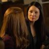 "A Stitch In Time" -- Holmes  and Watson (left Lucy Liu) investigate the murder of a professional skeptic, a man who debunked paranormal, religious and scientific phenomenon for a living. The case becomes urgent when his homicide reveals a potential threat to homeland security. Also, Captain Gregson\'s daughter and fellow NYPD officer, Hannah (right Liza J.  Bennett), asks Watson for help with one of her cases, on ELEMENTARY, Thursday, April 16 (10:00-11:00 PM, ET/PT), on the CBS Television Network. Photo: Jeffery Neira ÃÂ©2015 CBS Broadcasting, Inc. All Rights Reserved