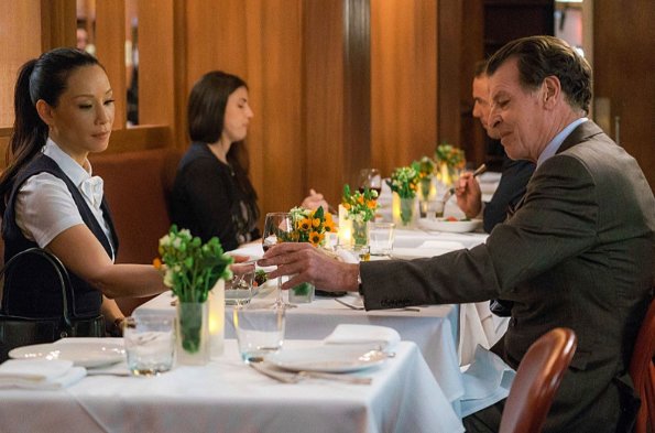 "Murder Ex Machina" -- Holmes and Watson search for a computer hacker responsible for three murders, including the death of a Russian billionaire who was visiting New York City. Also, Joan is surprised to receive a solo dinner invitation from Sherlock\'s father, on ELEMENTARY, Thursday, Jan. 21 (10:00-11:00 PM, ET/PT) on the CBS Television Network.  Pictured  Lucy Liu as Joan Watson  and John Noble as   Mr. Morland Holmes  Photo:  Michael Parmelee/CBS ÃÂ© 2015 CBS Broadcasting Inc. All Rights Reserved.