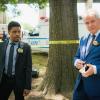 "Folie a Deux" -- When a serial bomber becomes active again after being dormant for six years, Watson seeks help from Shinwell Johnson (Nelsan Ellis), a former patient whose life she saved when she was a surgeon. Also, Holmes senses Watson is unhappy and questions whether she is still fulfilled by her detective career, on the fifth season premiere of ELEMENTARY, Sunday, Oct. 2 (10:00-11:00, ET/PT), on the CBS Television Network.  Pictured (L-R) Jon Michael Hill as Detective Marcus Bell and Aidan Quinn as  Captain Tommy Gregson Photo: Michael Parmelee/CBS ÃÂ©2016 CBS Broadcasting, Inc. All Rights Reserved