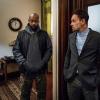 "It Serves You Right to Suffer" -- When Shinwell comes to Holmes and Watson for help after he\'s framed for a gang killing, they have three days to find the real murderer before he is arrested and sent back to jail, on ELEMENTARY, Sunday, Dec. 11 (10:00-11:00 PM, ET/PT) on the CBS Television Network. The episode was directed by series star Aidan Quinn, in his television directorial debut. Pictured (L-R) Nelsan Ellis  as  Shinwell Johnson and Jonny Lee Miller as  Sherlock Holmes  Photo: Michael Parmelee/CBS ÃÂ©2016 CBS Broadcasting, Inc. All Rights Reserved