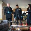 "High Heat" -- Holmes and Watson investigate the murder of a man Sherlock considered one of New York\'s worst private investigators.  Also, as Holmes stews over being beaten by Shinwell, he decides to take out his aggression by dismantling a local organization of private investigators, on ELEMENTARY, Sunday, April 9 (10:00-11:00 PM, ET/PT) on the CBS Television Network. Pictured (L-R)   Aidan Quinn as  Captain Thomas Gregson,  Jon Michael Hill  as   Detective Marcus Bell and  Lucy Liu  as  Joan Watson,   Photo: Michael Parmelee/CBS ÃÂ©2017 CBS Broadcasting, Inc. All Rights Reserved