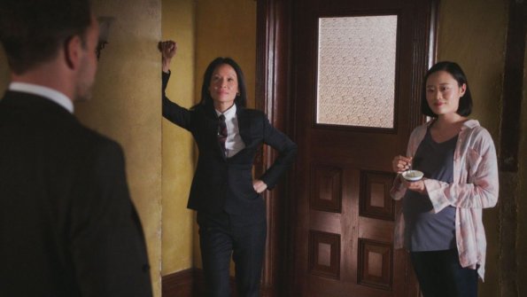 "Sand Trap" -- Holmes and Watson\'s search for the killer of a woman found encased in cement takes them inside the clean technology industry. Also, Watson takes a giant leap forward regarding her interest in adoption, on ELEMENTARY, Monday, June 18 (10:00-11:00, ET/PT), on the CBS Television Network. Pictured (L-R)  Lucy Liu as Joan Watson and Michele Selene Ang as Kelsey Chapman Photo: Best Possible Screen Grab/CBS ÃÂ©2018 CBS Broadcasting, Inc. All Rights Reserved
