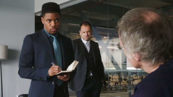 "Sand Trap" -- Holmes and Watson\'s search for the killer of a woman found encased in cement takes them inside the clean technology industry. Also, Watson takes a giant leap forward regarding her interest in adoption, on ELEMENTARY, Monday, June 18 (10:00-11:00, ET/PT), on the CBS Television Network. Pictured (L-R) Jon Michael Hill as Detective Marcus Bell and  Lucy Liu as Joan Watson Photo: Best Possible Screen Grab/CBS ÃÂ©2018 CBS Broadcasting, Inc. All Rights Reserved