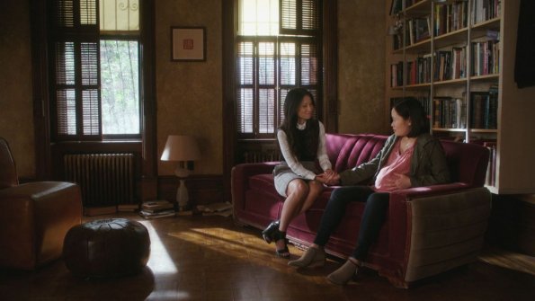 "Sand Trap" -- Holmes and Watson\'s search for the killer of a woman found encased in cement takes them inside the clean technology industry. Also, Watson takes a giant leap forward regarding her interest in adoption, on ELEMENTARY, Monday, June 18 (10:00-11:00, ET/PT), on the CBS Television Network. Pictured (L-R)  Lucy Liu as Joan Watson and Michele Selene Ang as Kelsey Chapman Photo: Best Possible Screen Grab/CBS ÃÂ©2018 CBS Broadcasting, Inc. All Rights Reserved