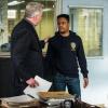 "Through the Fog" -- Holmes and Watson race to help Detective Bell when he becomes a victim of a bio-terrorism attack at the precinct and the station is quarantined. During the lockdown, Captain Gregson and Detective Bell begin to suspect they are trapped inside with the perpetrator. Also, Watson faces the difficult task of helping her mother, Mary (Freda Foh Shen), accept that her advancing Alzheimer\'s disease requires her to receive more medical care, on ELEMENTARY, Monday, August 6 (10:00-11:00 PM, ET/PT) on the CBS Television Network. Pictured (L-R) Aidan Quinn as Captain Thomas Gregson and  Jon Michael Hill as Detective Marcus Bell Photo: JEFF NEIRA/CBS ÃÂ©2017 CBS Broadcasting, Inc. All Rights Reserved