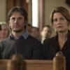GRACEPOINT: Joe (Josh Hamilton, L) and Ellie Miller (Anna Gunn, R) attend a memorial service in "Episode Five" of GRACEPOINT airing Thursday, Oct. 30 (9:00-10:00 PM ET/PT) on FOX. ©2014 Fox Broadcasting Co. Cr: Ed Araquel/FOX